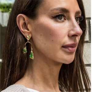 ALEXIS BITTAR • Mobile Green Druzy Balance Brut Earrings